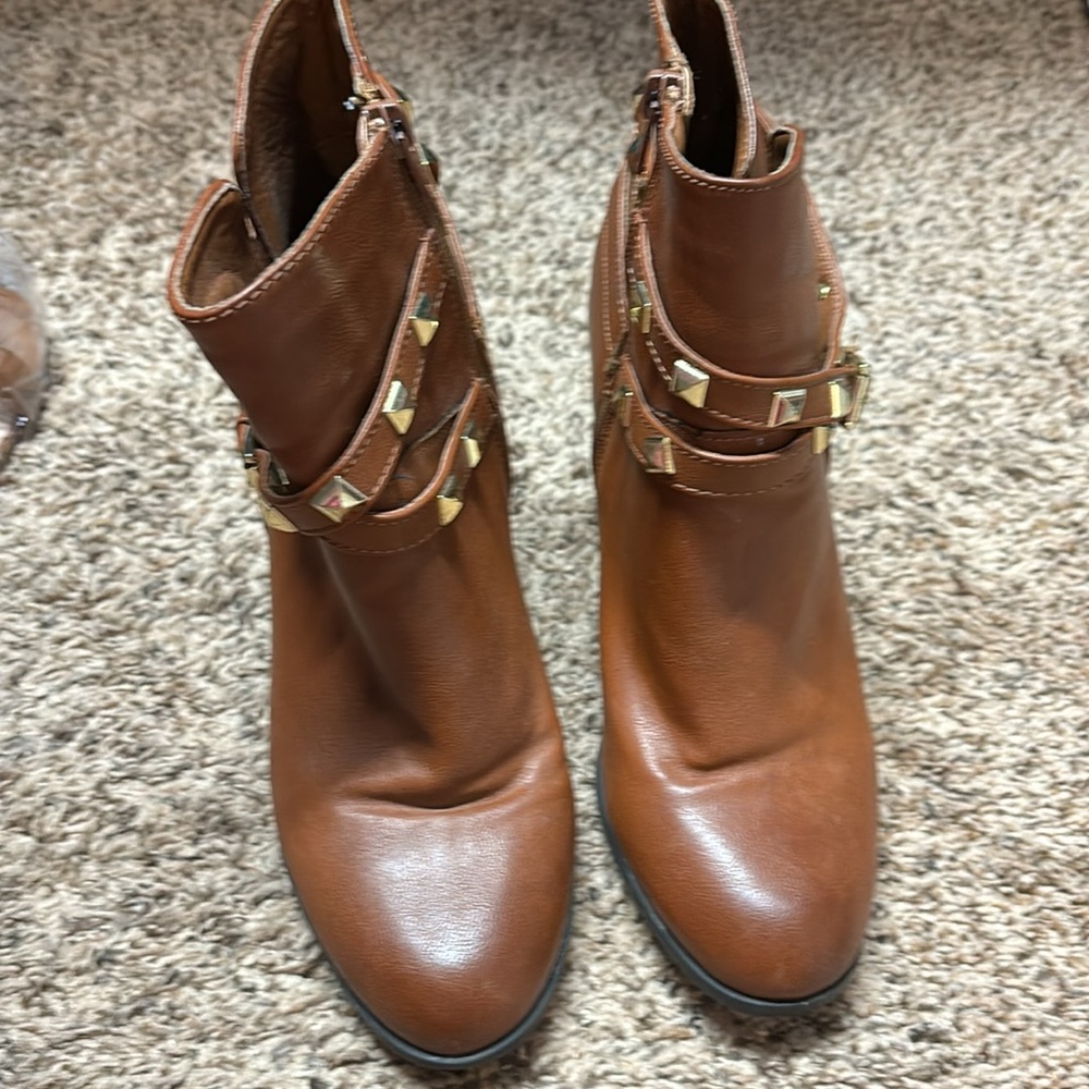 Cato Brown Ankle Boots with Gold Accents